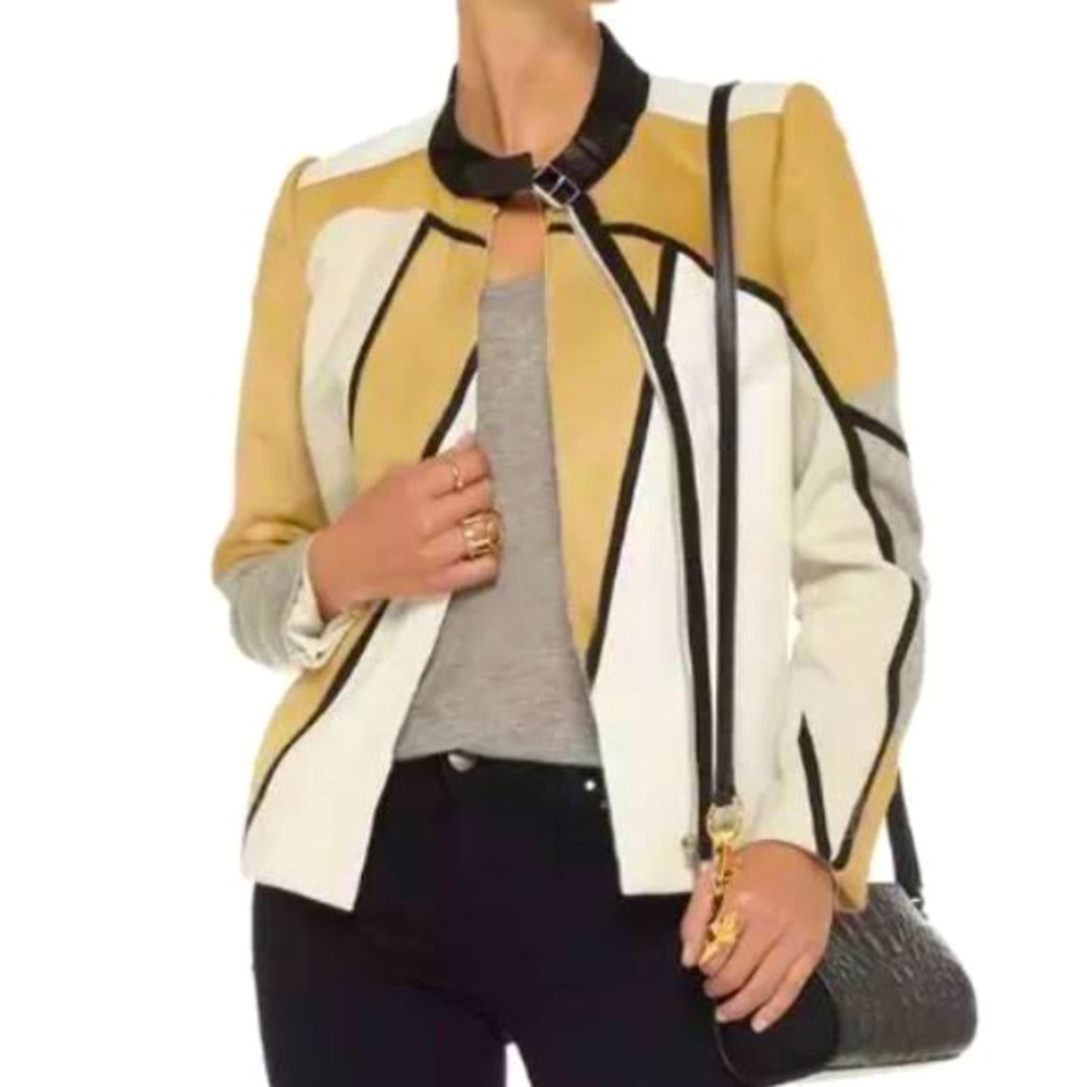 HELMUT LANG asymmetric leather jacket